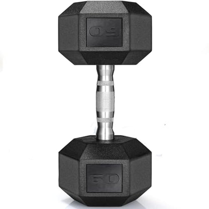 TLGREEN 30-85LB Single Dumbbell Rubber Coated Cast Iron Hex Black Dumbbells, Weights Dumbbells Single