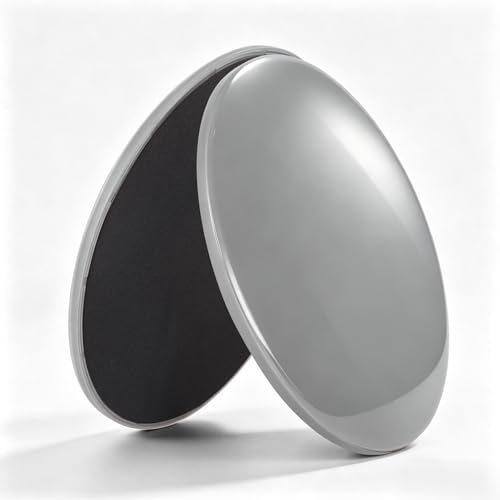 2-Pack Exercise Sliders & Fitness Discs – Dual-Sided Exercise Gliding Discs for Core Workouts & Pilates. Use on Carpet or Hardwood Floors. Light, Portable, Perfect for Abdominal, Core Training for Women and Men. - color: Gray