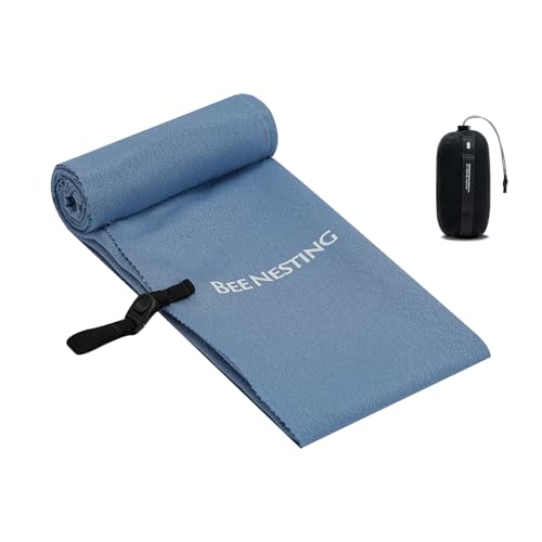 Bee Nesting Ultralight Quick Dry Towels for Backpacking, Microfiber Towel Tavel Accessories for Hiking, Beach, Gym, Swimming, Pocket Sweat Towels(XL Navy Blue - color: Navy Blue, size: X-Large