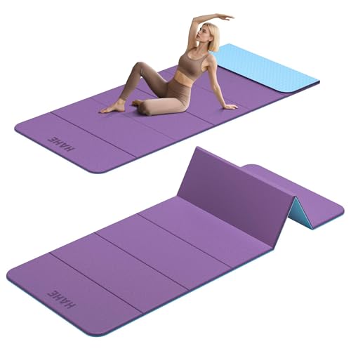 HAHE 7-Fold Design Extra Thick Yoga Mat 72"L x 24"W x 0.47",TPE Fitness Exercise Mats, Non-Slip Foldable Yoga Mat, High Density, Portable for Men & Women, Yoga, Pilates, Home Gym