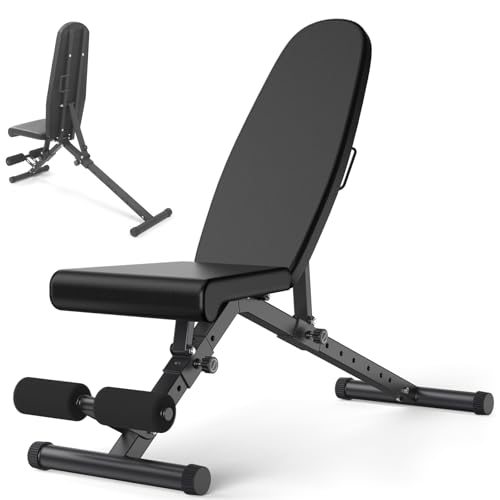 Weight Bench, Adjustable Workout Bench with 900Lbs Capacity, with Fast Folding, Adjustable Bench for Full Body Workout, Space-Saving, for Indoor Workout, Home Gym (Black)