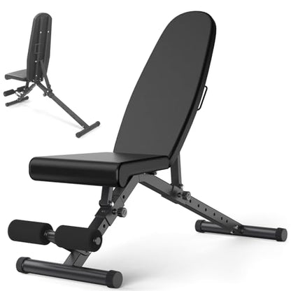 Weight Bench, Adjustable Workout Bench with 900Lbs Capacity, with Fast Folding, Adjustable Bench for Full Body Workout, Space-Saving, for Indoor Workout, Home Gym (Black)
