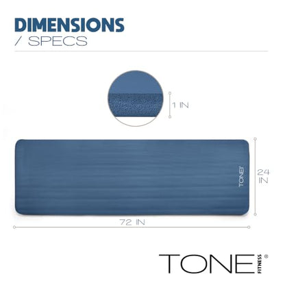 Tone Fitness 1-Inch Thick Yoga Mat | High-Density, Non-slip Exercise Mat with Carrying Strap for Yoga, Pilates, & Home Gym Workouts | Multiple Options
