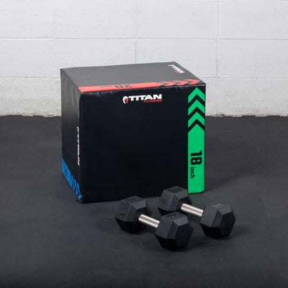 Titan Fitness Free Weights, Rubber Coated Hex Dumbbell, Straight Stainless Steel Handle, Strength Training, Full Body Workout - style: 35 pound Pair