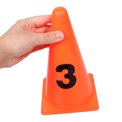 balacoo 8pcs Soccer Training Cones and Markers Set with Numbers 23cm Orange Disc Agility Cones for Speed Coordination Football Field Drills and Athletic Practice