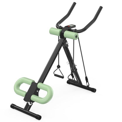 4 in 1 ab machine for stomach workout, adjustable ab trainer machine with LCD Monitor, Foldable ab workout machine With Knee and Back Protection, Load Capacity 400 LBS, Unisex, Green
