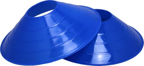 BlueDot Trading High Visibility Disc Cones for Sports, Agility Training, Soccer, Football, Field Cone Markers for Adults or Kids with Holder, Blue, Quantity 30-Pack