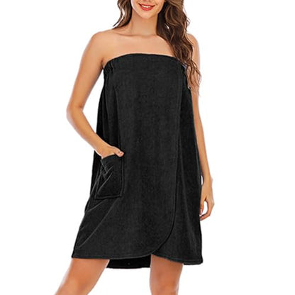 Borniu Towel Wrap for Women After Shower, Super Absorbent & Quick Dry Spa Sweat Steaming Bathrobes Lightweight With Pockets