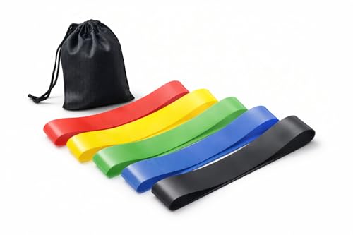 Resistance Bands Set for Women – 5 Booty Loop Bands for Home Gym, Glute Workouts, Yoga & Physical Therapy + Bag