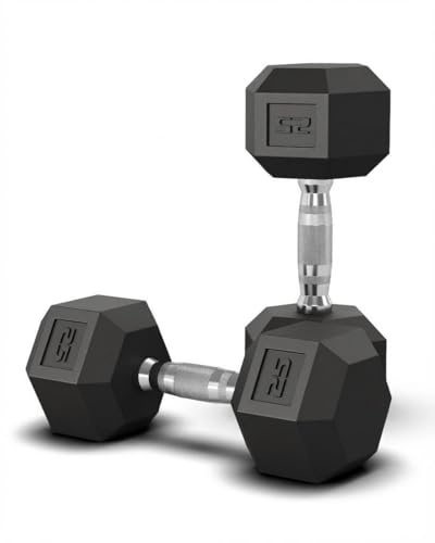 Superior Hex Dumbbell Set of 2 5- Rubber Encased Cast Iron Hand Weights
