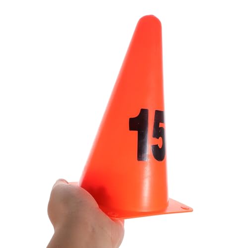 ABOOFAN Numbered Plastic Training Cones Set 1-15, 23cm High Athletic Disc Markers for Soccer Basketball Agility Drills, Sports Field Fitness Equipment for Outdoor Practice