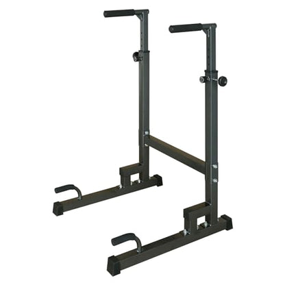 Multifunctional Dip Stand for Muscle Training - Adjustable Height Pull-Up Bar, Tricep Dips, Push-Ups, L-Sit Holds - Sturdy Construction with EVA Foam Grips, Anti-Skid Foot Pads - Exercise Equipment
