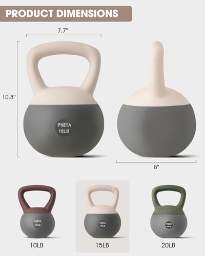 PAETA Soft Kettlebell for Home Fitness – Anti-Slip Grip & Wide Handle Design,Soft Kettlebell Set, Gentle Floor-Friendly Impact – 10lbs, 15lbs, 20lbs, for Home Functional Training - color: 15lbs White