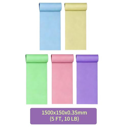 Resistance Bands Long Non-Latex Elastic Stretch Bands - color: 5 Colors-10lb, size: 5ft