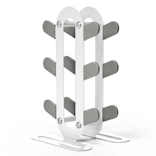 Compact Dumbbell Rack Stand – Space-Saving Weight Rack for Home Gym, Sturdy Weight Holder for Dumbbells, Small Weight Rack for Women’s Weights & Free Weight Storage (Dumbbells Not Included) (White, 3-Tier)