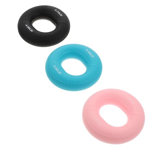 Sosoport 3Pcs Hand Grip Strength Trainer Set Silicone Hand Massage Rings Adjustable Resistance 20-80Lbs for Finger Forearm