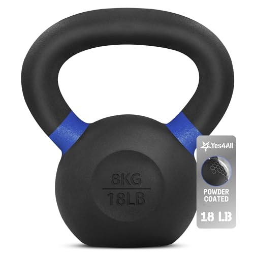 Yes4All Powder Coated Cast Iron Kettlebell, Single Deep Blue, 40 KG / 88 LB - color: Dark Blue, style: A. Single