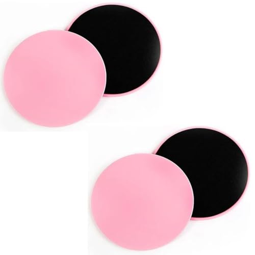 4Pcs Dual Sided Gliding Discs Core Sliders Ultimate Core Ab Fitness Trainer. Leg Exercise Gear for Gym, Home, Yoga, Pilates | Strengthen Abdomen, Burn Fat, Improve Balance - color: Pink