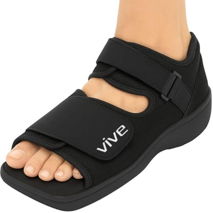 Vive Post Op Shoe - Lightweight Medical Walking Boot with Adjustable Strap - Orthopedic Recovery Cast Shoe for Post Surgery, Fractured Foot, Injured Toes, Stress Fracture, Sprains - Left or Right Foot - size: Large