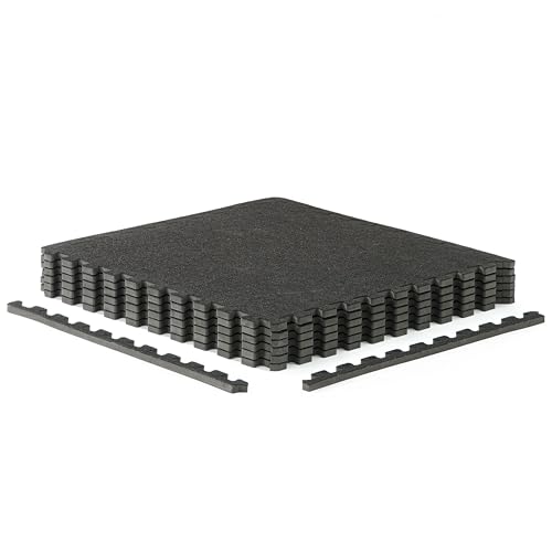 CAP Barbell Interlocking EVA Foam Carpet Puzzle Mat Floor Tiles - 24" x 24" x 1/2" | Multiple Color Options - color: Carpet Top - Black, size: 1/2" Thick - 6 Tiles (24 SQ FT)