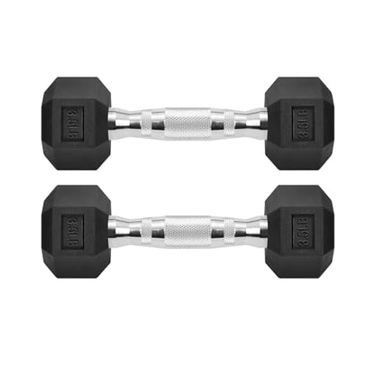 Hex Dumbbells Rubber Coated Cast Iron Hex Black Dumbbell Free Weights for Exercises - style: 3.5 Pounds / Pair