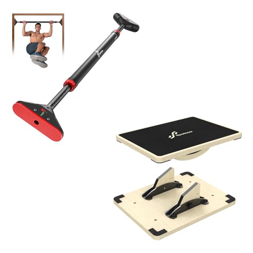Pull Up Bar for Doorway: Sportneer Strength Training Pull-up Bars without Screw Bundle with Balance Board for Adults Wobble Board Adjustable 2-in-1 Slant Board Training