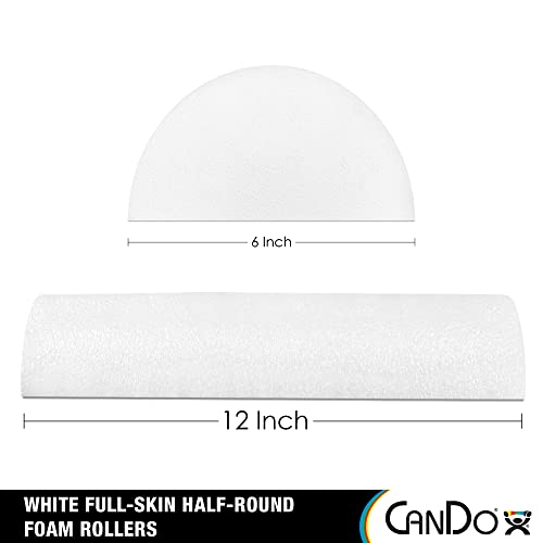 Cando-30-2341 Full-Skin PE Foam Roller For Muscle Restoration, Massage Therapy, Sport Recovery, And Physical Therapy. White, 6" x 12", Half-Round - size: 12-inch
