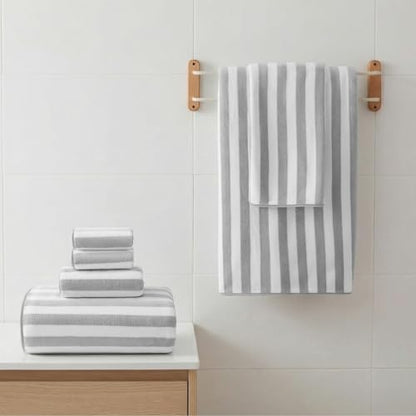 REDKISS Ultra Soft Bath Towel Sets 6-Piece 35"x70" | 100% Microfiber, Highly Absorbent & Quick Dry | Grey Towels for Bathroom, Spa, Gym | 2 Bath, 2 Hand, 2 Washcloths - color: Light Gray