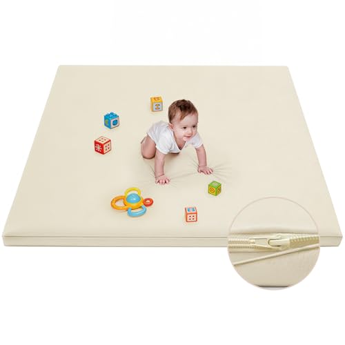 Waterproof Baby Play Mat for Floor Memory Foam 79 * 79 Cushion Playpen Playmat Tummy Time Crawling Mat Nursery Rug Thick Pad Create Soft & Safe Area for Infants,Toddler,Kids,Beige - color: Beige, size: 79*79