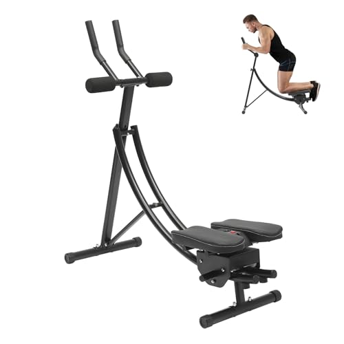 Ab Machine Abdominal Crunch Core Workout Equipment Foldable Exercise Ab Trainer Machine Coaster Abdominal/Core Fitness All Training Equipment Levels for Home & Gym - size: 41.33*15.74*43.3in Black Rotation Cushion
