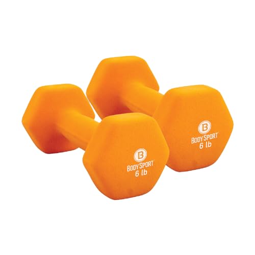 Body Sport Neoprene Dumbbell Weight - Latex-Free, Strength Training Equipment for Home Fitness & Gym Workouts - color: 6 Pound
