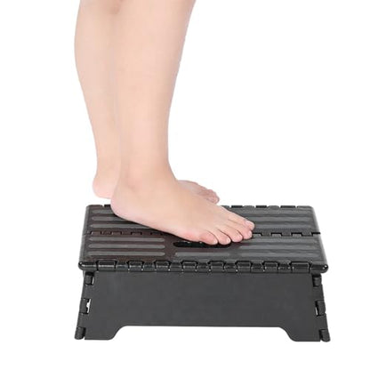 Milltrip Folding Step Stool, Portable Lightweight Step Ladder for Elderly, Pregnant, Bathroom, and Travel Use, Non-Slip Platforms (14.9 x 8.5 x 5.1 Inch, Black)