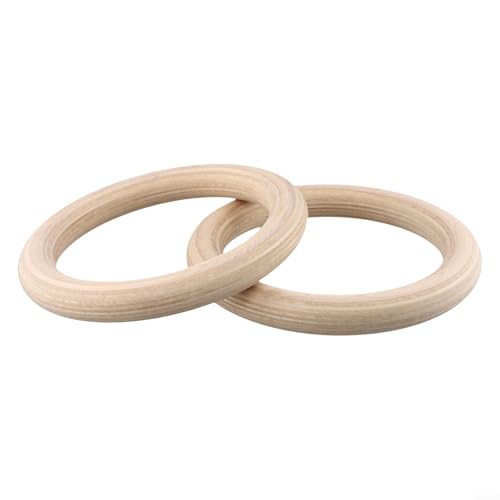 19/25mm Wood Gymnastics Rings 2Pcs For Adult Fitness Calisthenics Strength Training Equipment For Enhanced Workout Control, Solid Birch Wooden, Non-Slip Grip