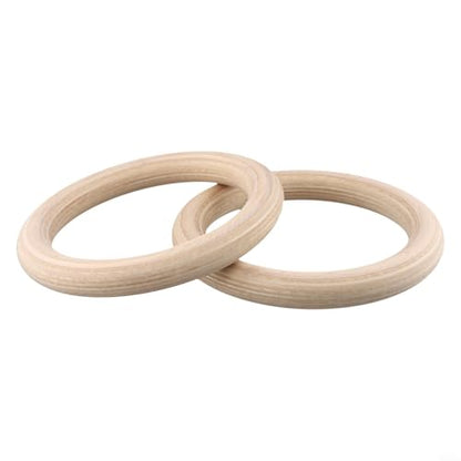 19/25mm Wood Gymnastics Rings 2Pcs For Adult Fitness Calisthenics Strength Training Equipment For Enhanced Workout Control, Solid Birch Wooden, Non-Slip Grip