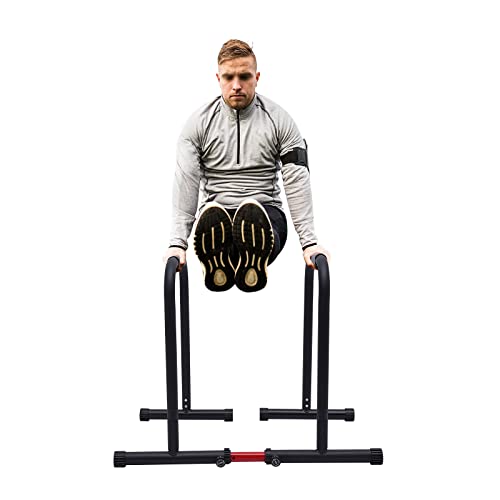 Dip Bar, Dip Station Functional Heavy Duty Dip Stands Fitness Workout Dip bar Station Stabilizer Push Up Stand Adjustable Height, 440LBS Loading Capacity