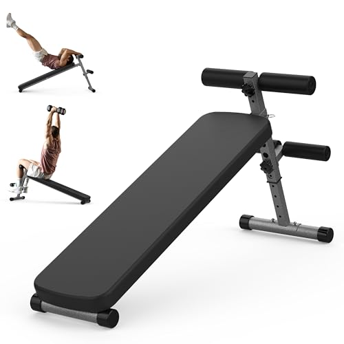 Finer Form Gym-Quality Adjustable Sit Up Ab Bench & Decline Weight Bench for Home Gym Strength Training.