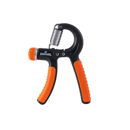 Spalding - Adjustable Hand Grip Strengthener, 22-88 lbs Resistance Hand Gripper for Forearm Wrist Finger Training, Anti Slip Ergonomic Handle Grip Trainer for Home Gym Fitness (Black/Orange)