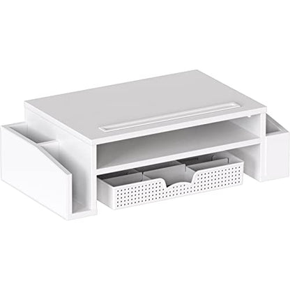 Simple Houseware Desk Monitor Stand Riser w/ Adjustable Tray, White - color: White