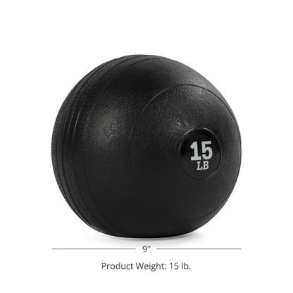 Titan Fitness Rubber Slam Ball, Dead Weight Ball Absorbs Impact, Minimal Bounce, Textured Surface for Strength and Conditioning, Cardio Workouts, Full Body Workout - style: 15 LB