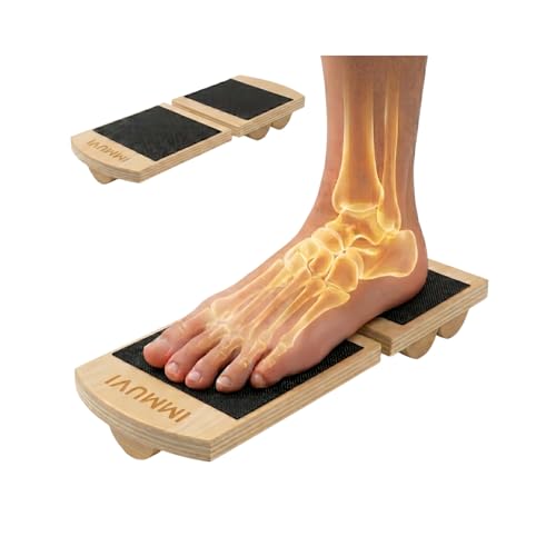 New Immuvi Balance Board for Ankles & Feet Strength | Non-Slip Wooden Stability Trainer | Lightweight & Portable Fitness Equipment for Athletes, Adults, and Kids | Home & Gym Use