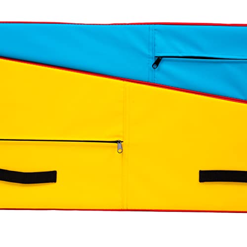 PRISP Folding Incline Gym Mat - Extra Long 71 x 28 x 14 in Wedge Gymnastics Tumbling Mat for Kids - color: Red; Yellow; Blue
