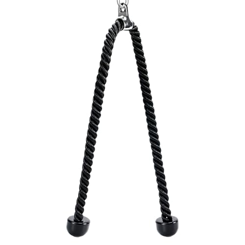 Long Tricep Pull Down Rope Exercise Tricep Rope 55 inch Pull Down Rope with Latch Gym Cable Machine Accessories