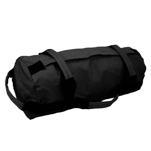 Multi-Purpose Fitness Sandbag with Filler Bags and 6 Handles, Oxford Fabric Training Weight Bag, for Indoor Gym - color: Black