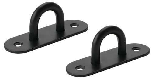 Heavy Duty Black Zinc Galvanized Steel Hammock Ceiling Hook Pad Eye Plates Corrosion Resistant (2 Pack M6 Zinc Black) - color: 2-PACK M6 ZINC BLACK