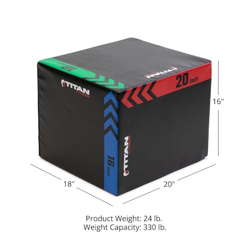 Titan Fitness Heavy Foam Plyometric Box - Pro-Duty HIIT Exercise Foam Plyo Step-Up, Box Squat, Home Garage Gym Training, Youth & Regular Sizes