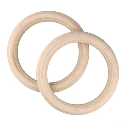 Wood Gymnastics Rings Set, Solid Birch Wooden Training Rings, With Load Bearing, Non-Slip Sweat-Absorbent Grip, For Home Fitness, Pull-Up, for cross Training, Calisthenics Workout(25mm 19cm)