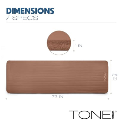 Tone Fitness 1-Inch Thick Yoga Mat | High-Density, Non-slip Exercise Mat with Carrying Strap for Yoga, Pilates, & Home Gym Workouts | Multiple Options