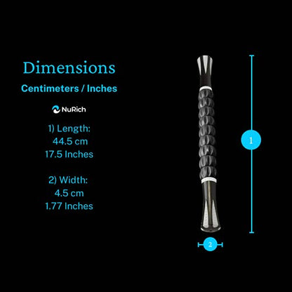 NuRich Muscle Roller Stick – 9-Roller Deep Tissue Massage Stick for Athletes – Trigger Point & Myofascial Release Tool for Legs, Calves & Back – 17.5 in Physical Therapy & Recovery Roller
