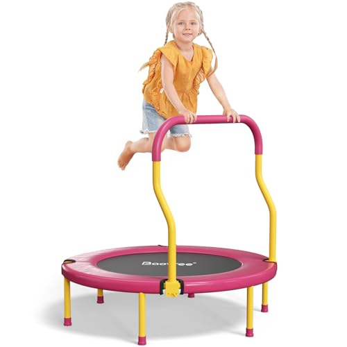 36 Inch Mini Trampoline for Kids, Indoor Outdoor Trampoline with Foam Handle, Max. Load 220 lb, Rebounder Trampoline for Toddlers, Birthday Gift for 1-6 Years Children, Boys Girls for Fun - color: Pink