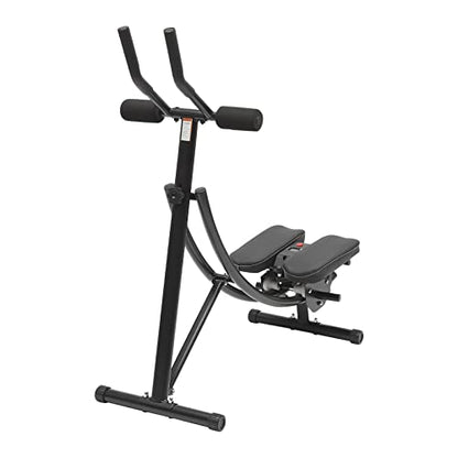 Dual Track Ab Machine Black, Foldable Core Trainer with Rotating Knee Pad, 4-Level Adjustable Resistance, 330 lbs Weight Capacity, Home Gym Cruncher for Abs Workout, LCD Monitor, Space-Saving Design